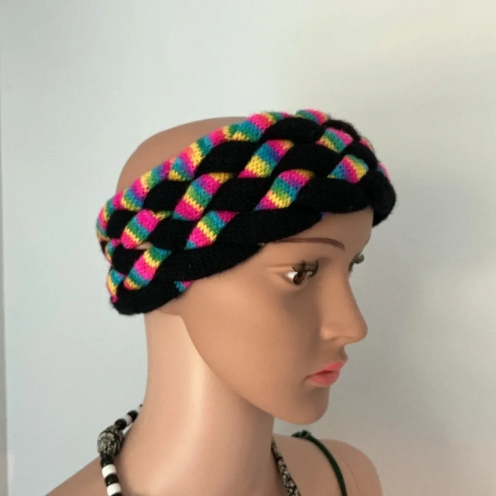 Handmade Vibrant Multicolor Braided Headband